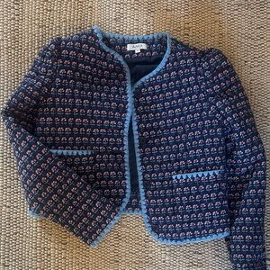 AHRA Women's Patterned Blazer - Navy and Pink